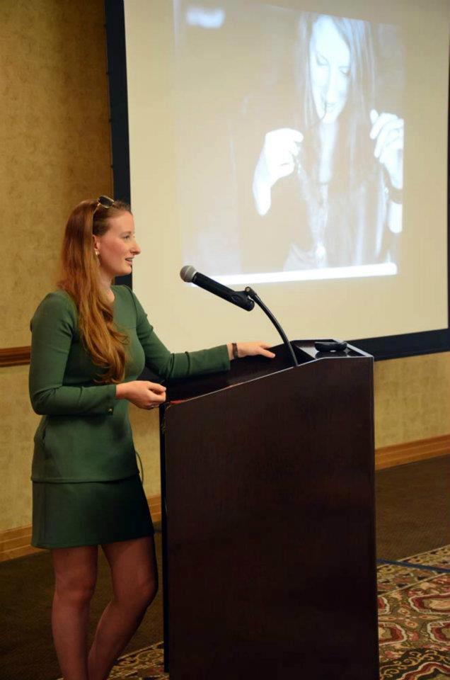 Author J. S. Chancellor speaking at the Rhemalda Publishing Got Stories Conference in Salt Lake City, Utah.