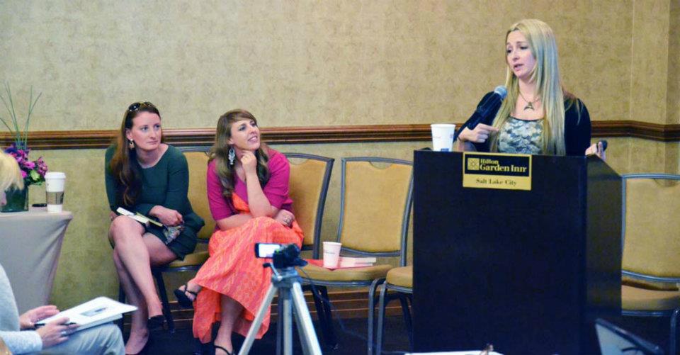 Author Karen Amanda Hooper speaking at the Rhemalda Publishing Got Stories Conference in Salt Lake City, Utah.