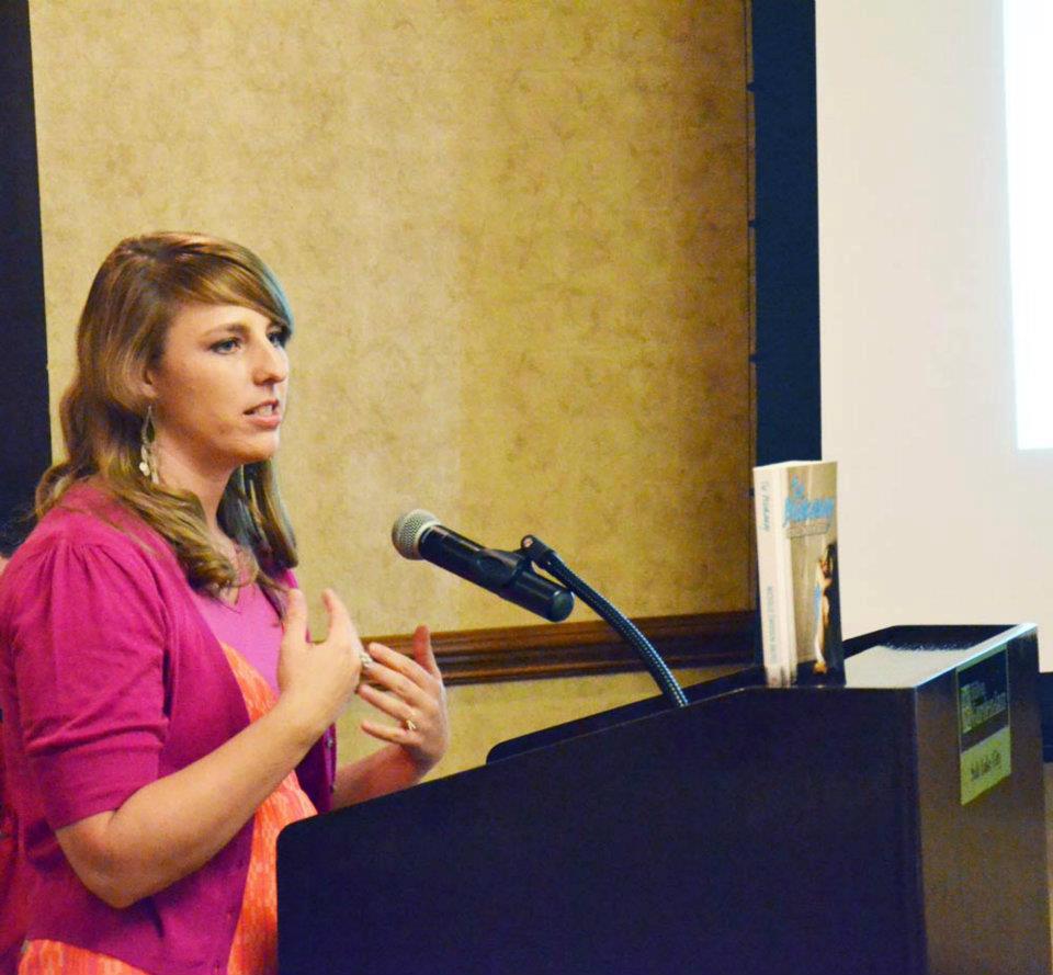 Author Michelle Davidson argyle speaking at the Got Stories Conference in Salt Lake City, Utah.
