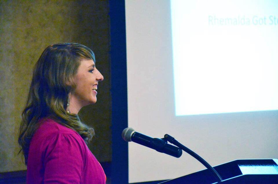 Author Michelle Davidson Argyle speaking at the Rhemalda Publishing Got Stories Conference in Salt lake City, Utah.