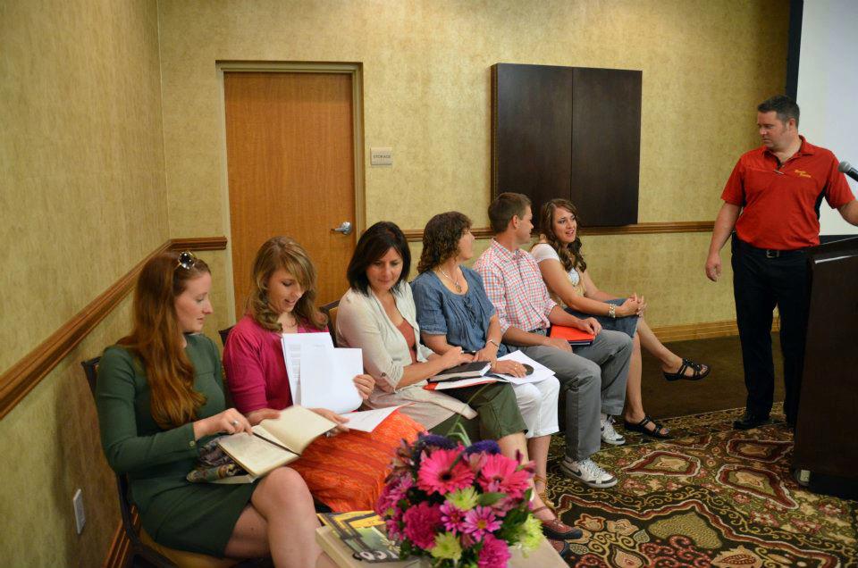 Authors and Publishers Connect at the Got Stories Conference Rhett Hoffmeister talking to the authors who are speaking at the Got Stories Conference in Salt Lake City, Utah, in June 2012.