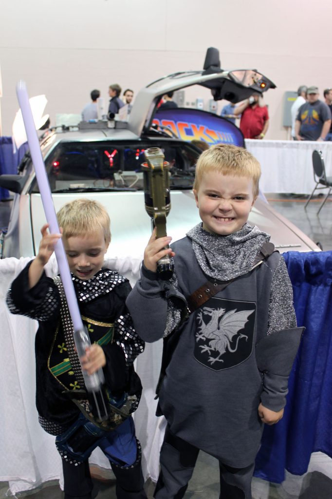 ARH and DEH with the Back to the Future car at the Columbus Ohio Comic Con.