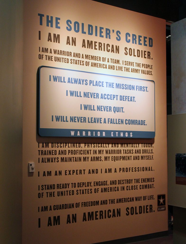 The Soldier's Creed at the National Infantry Museum and Soldier Center in Columbus, Georgia.
