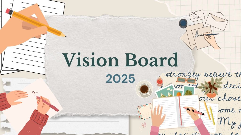 2025 Vision Board Graphic to help with Achievable Writing Goals