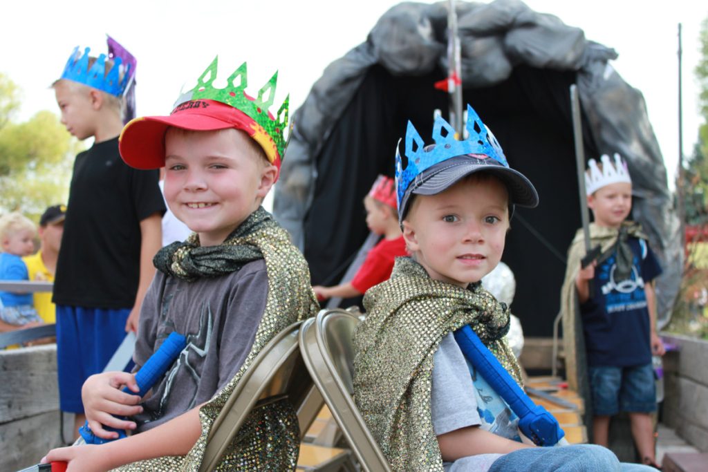 ARH and DEH sitting on the Lava Ward Primary Float for the local parade.