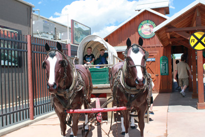 ARH and DEH in the covered wagon at Wall Drug in South Dakota.