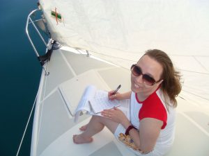 Emmaline Hoffmeister on the sailboat in 2009.