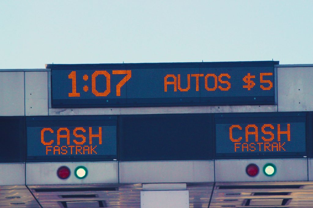 Toll sign at the San Francisco Bay Bridge Sign - Golden Gate Bridge