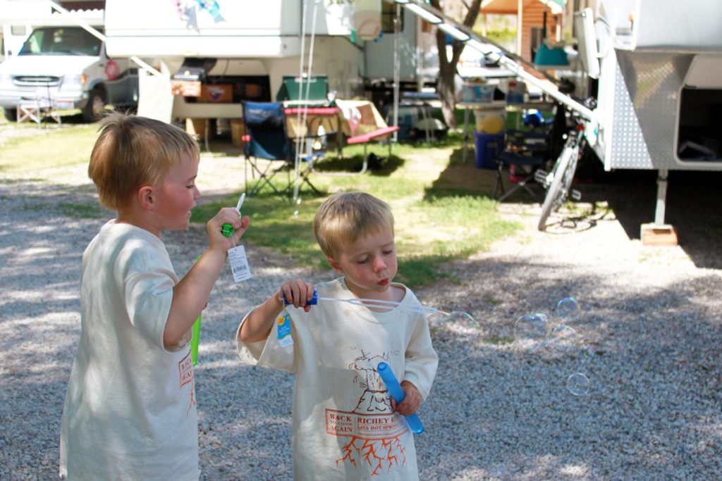 DEH blowing bubbles.