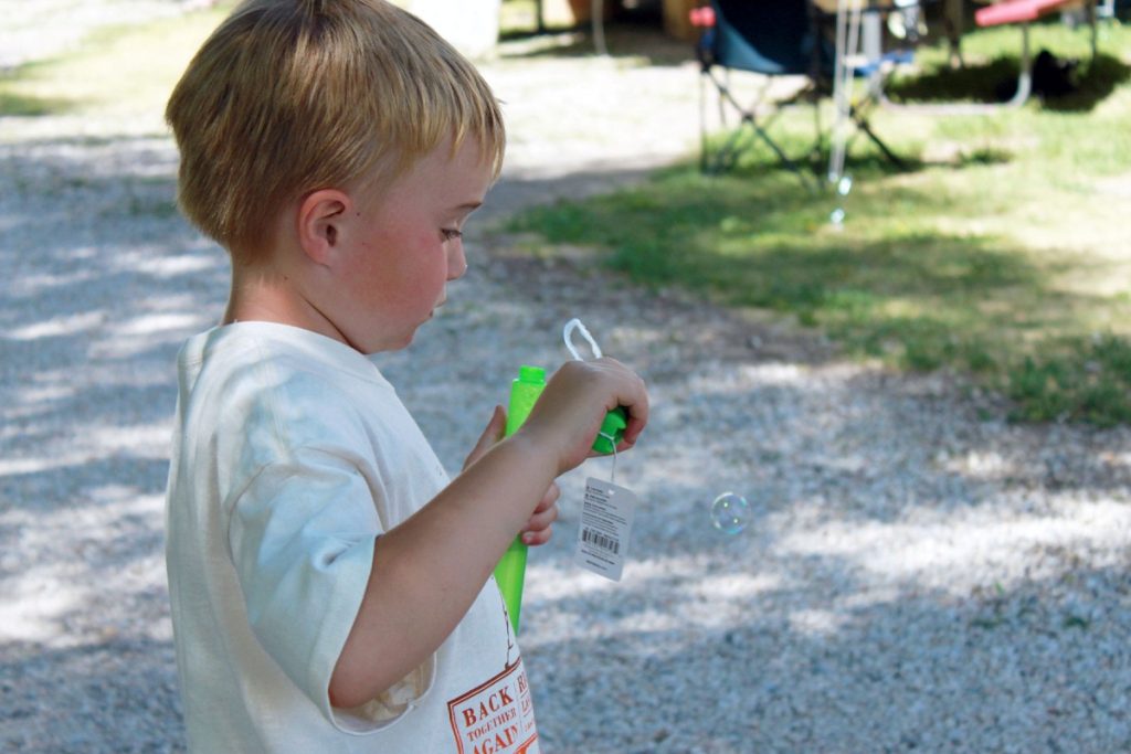 ARH blowing bubbles.