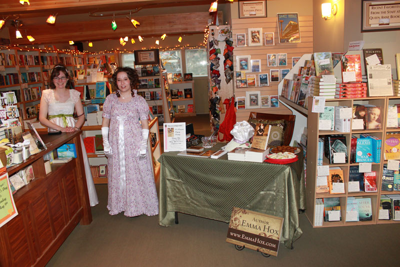 Author Emmaline Hoffmeister with Queen Anne Book Company employee Tegan.