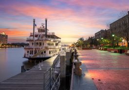 Riverboat on the river in Savannah, Georgia.