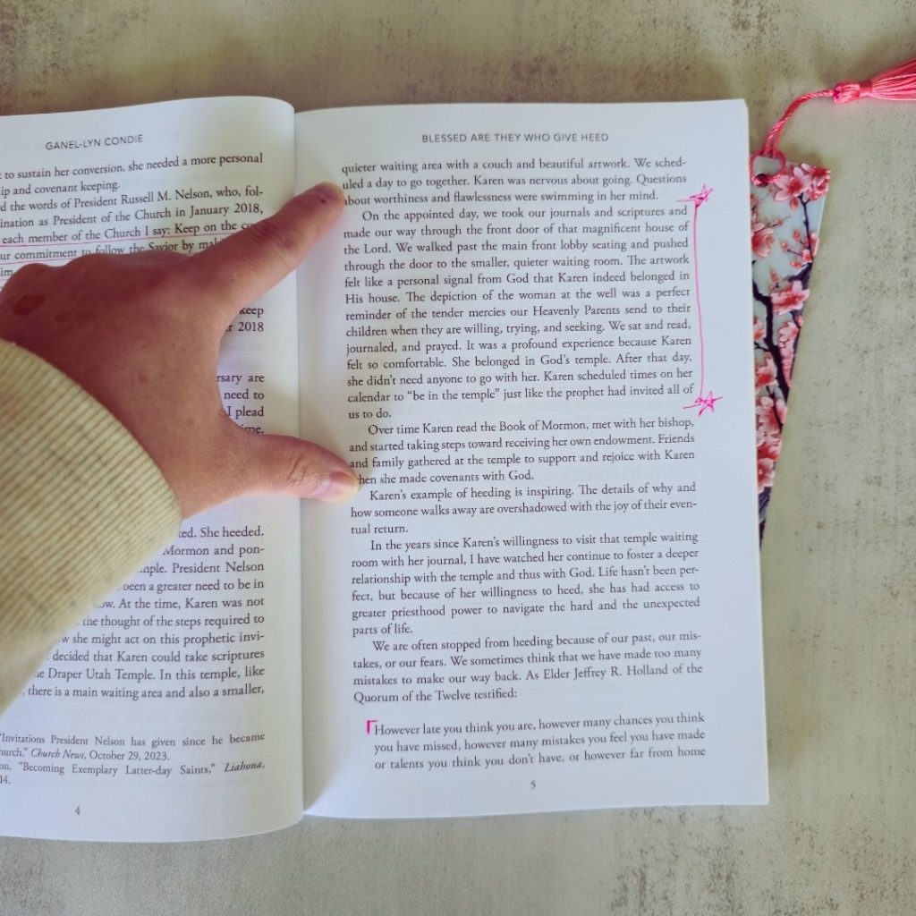 A favorite part of the book Words of Jesus by Ganel-Lyn Condie starred to show its importance.