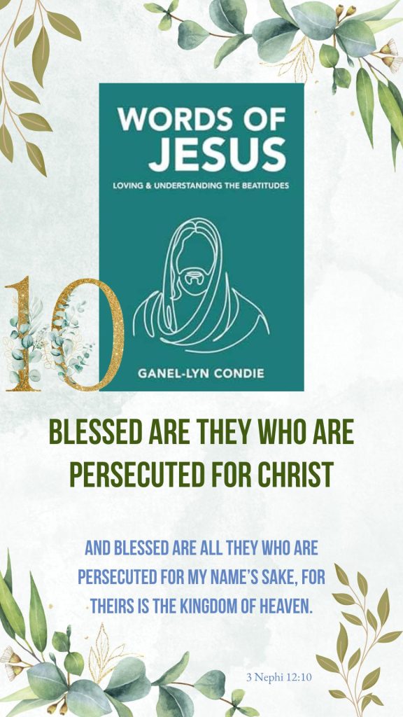 Words of Jesus by Ganel-Lyn Condie - Image 10 of book promotion images identifying the Beatitudes and the associated scripture.