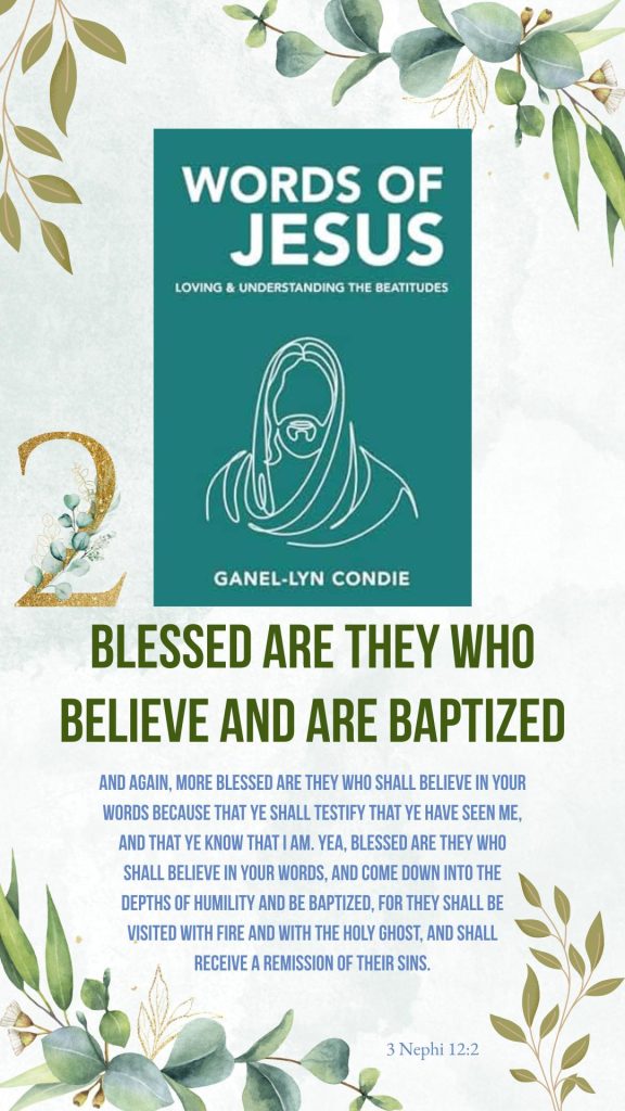Words of Jesus by Ganel-Lyn Condie - Image 2 of book promotion images identifying the Beatitudes and the associated scripture.