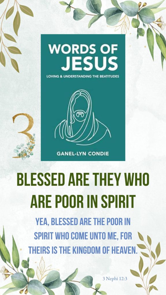 Words of Jesus by Ganel-Lyn Condie - Image 3 of book promotion images identifying the Beatitudes and the associated scripture.