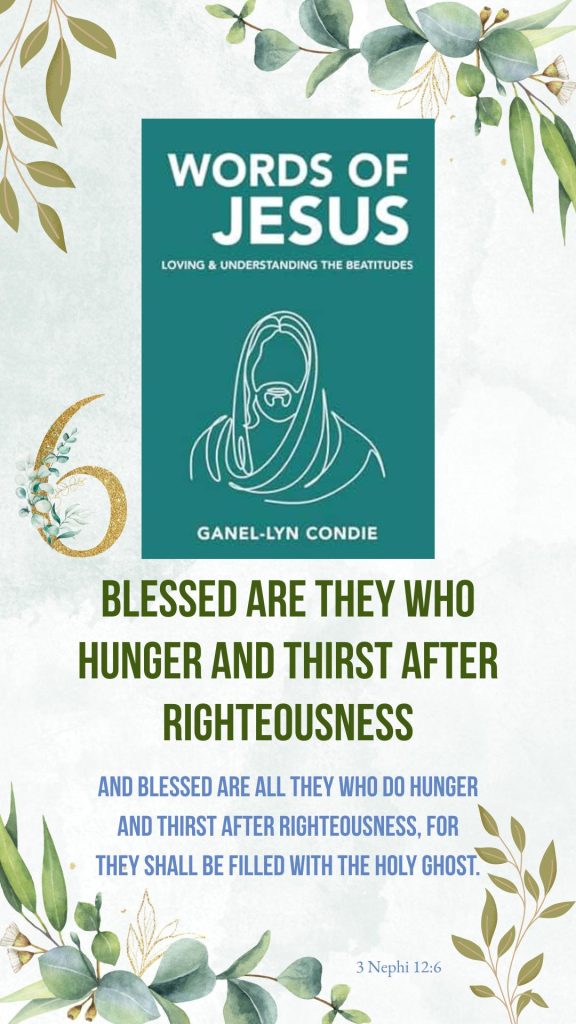 Words of Jesus by Ganel-Lyn Condie - Image 6 of book promotion images identifying the Beatitudes and the associated scripture.