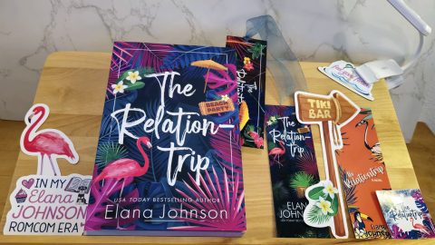 The Relationtrip by Elana Johnson Book and swag.